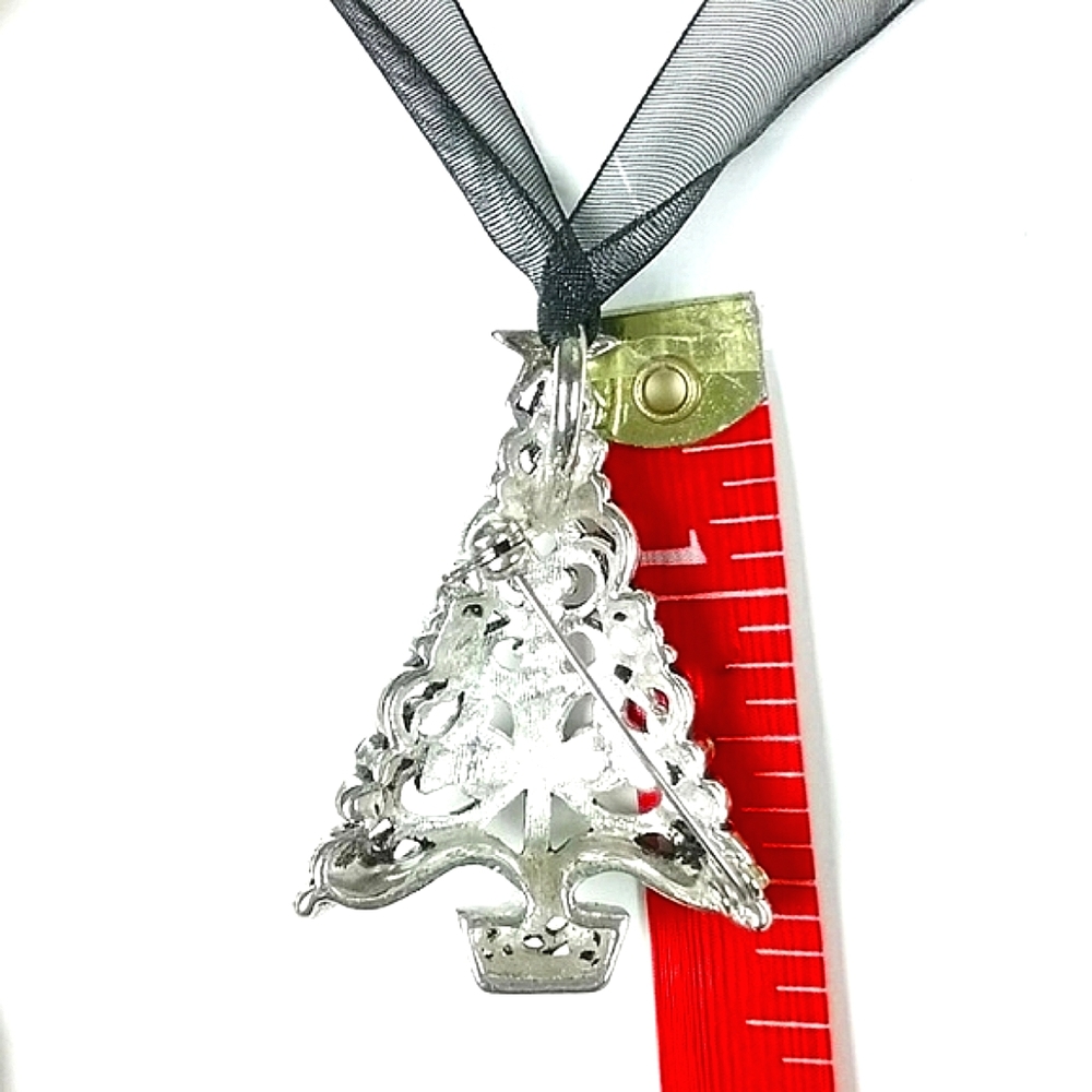 Vintage Christmas Tree Convertible Necklace or Brooch & Matching Earrings - Picture 8 of 8